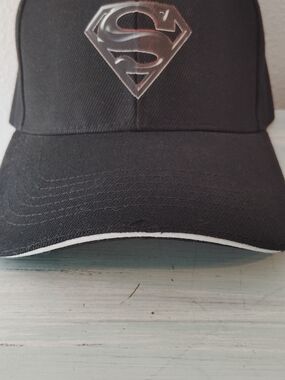 Black Baseball Cap with Silver Superman Logo